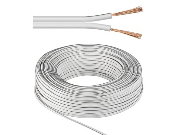 Højttalerledning - 2x2,5mm² CCA, hvid (10m)
