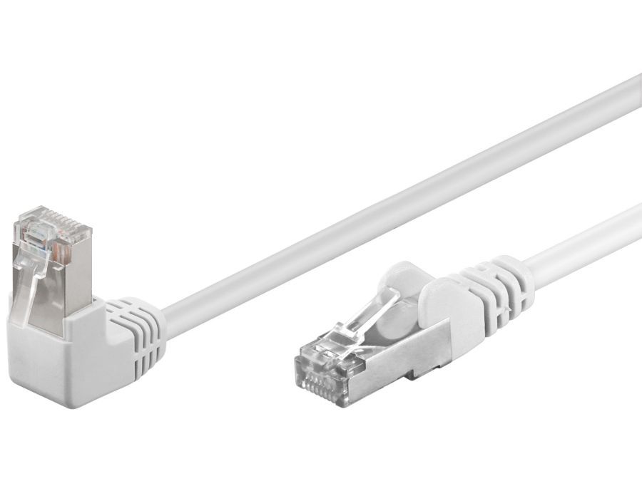 FTP netværkskabel - 2xRJ45, 1x90° CAT5e, Hvid (0,5m)