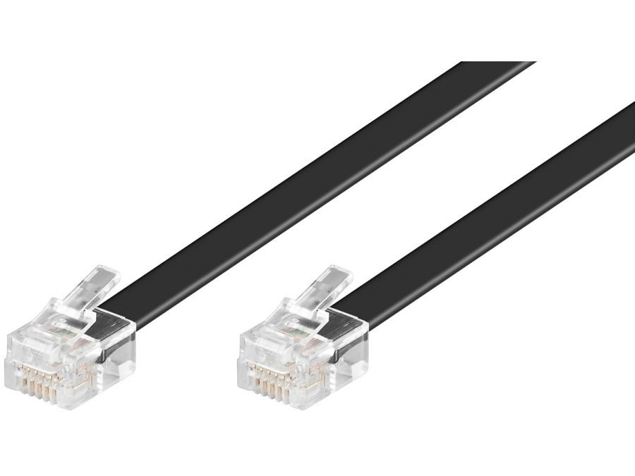 Telefonledning - 2 x RJ12(6P6C) han, Sort (6m)