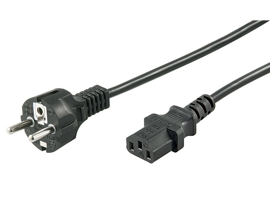 Strømkabel - CEE7/7 han til C13 (3pol AC hun), Sort (5m)