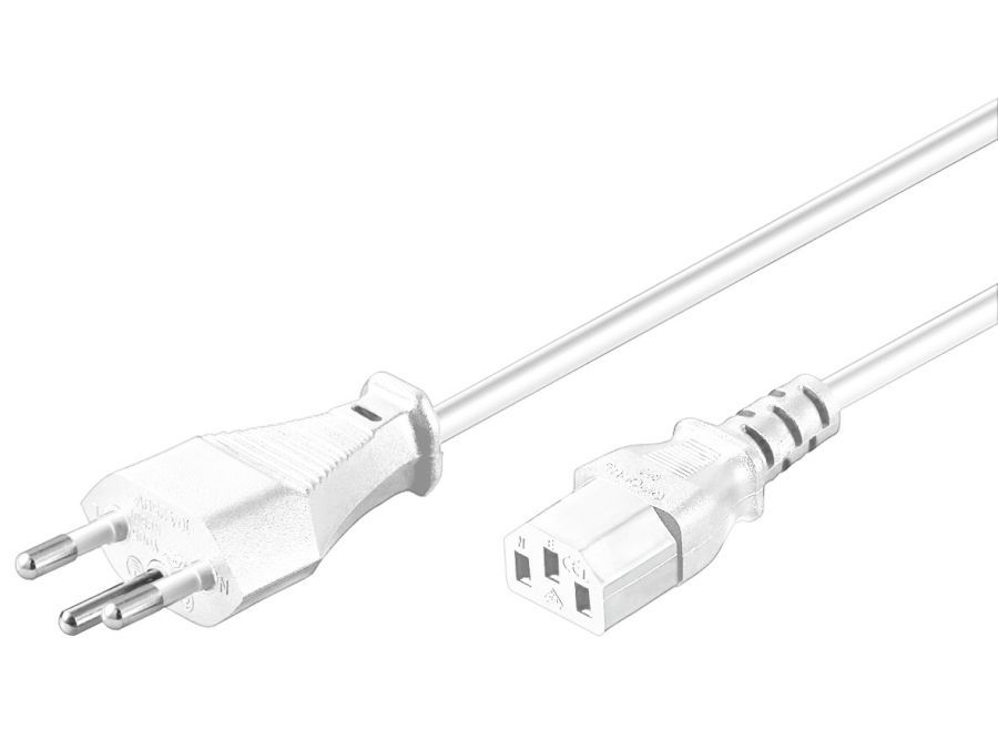 Strømkabel - Schweiz han til 3 pol AC (C13) hun, Hvid (2m)