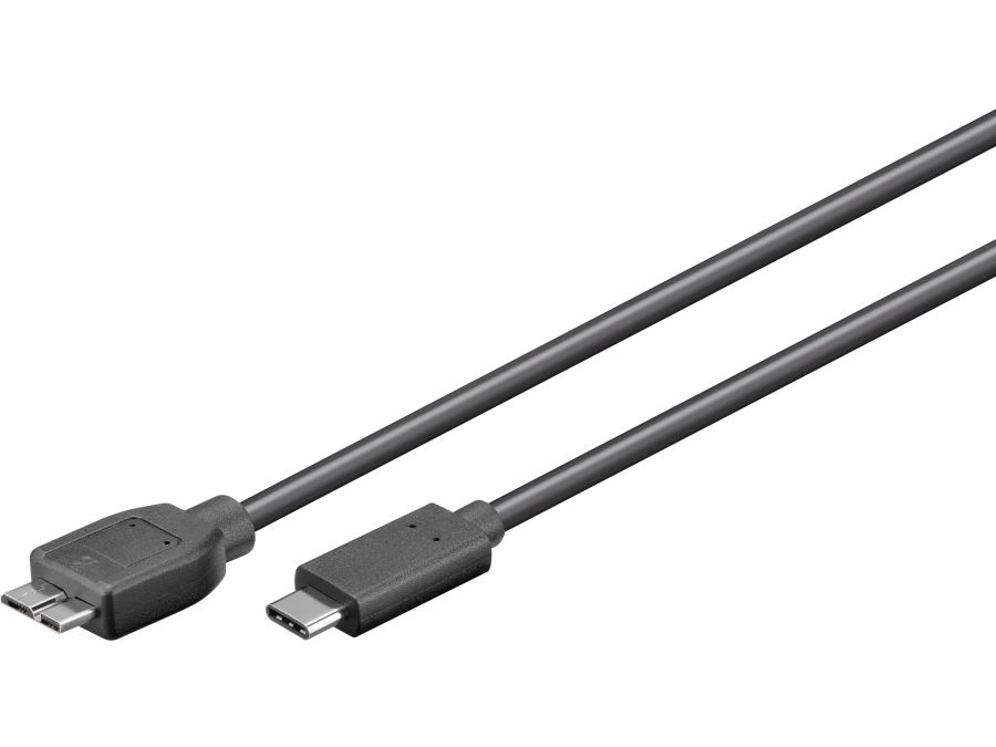USB 3.0 SuperSpeed kabel - C han til Micro B han, Sort (1m)