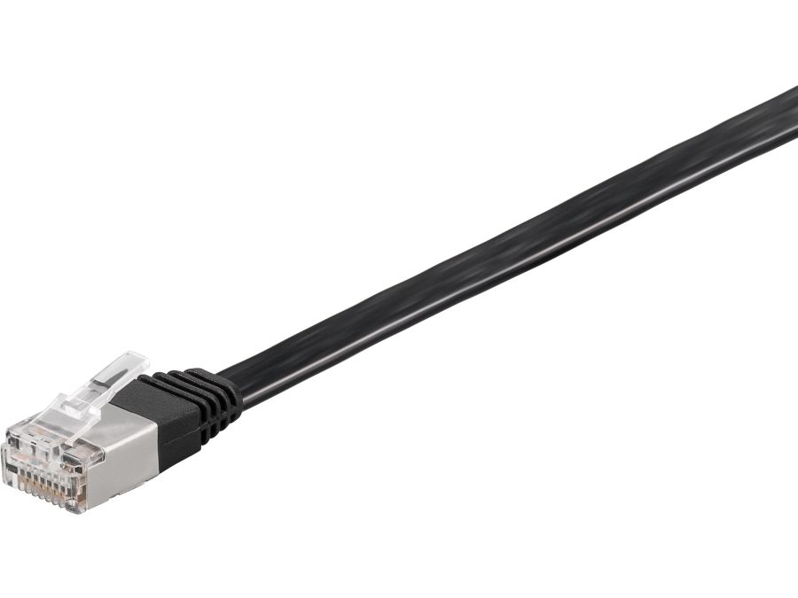 FTP netværkskabel, FLAD - 2xRJ45, CAT6, Sort (0,25m)