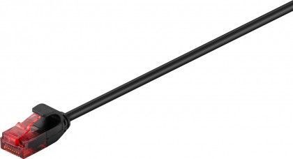CAT6 slim patchkabel - U/UTP, CU, 2 x RJ45, Sort (0,5m)