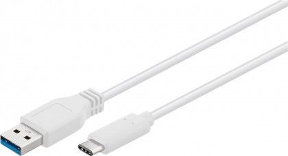 USB 3.0 kabel - USB A han til USB-C han, Hvid (0,2m)