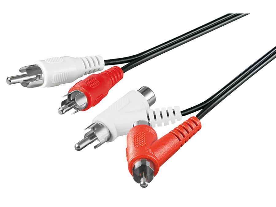 Phonokabel - 2 x RCA han > 2 x RCA han/hun (1,5m)