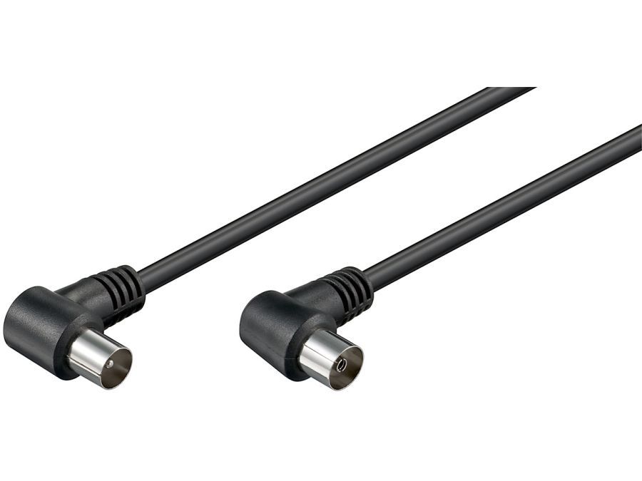 Antennekabel - 90° COAX han/hun, 3C-2V CCS, Sort (1,5m)