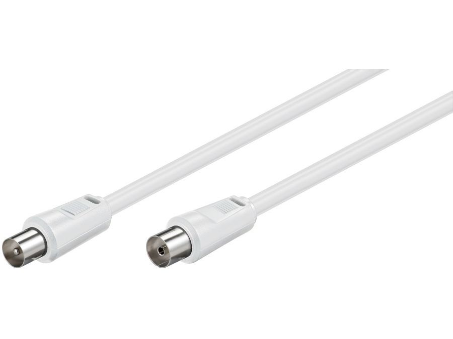 Antennekabel - COAX han/hun, RG59 CSS, Hvid (1,5m)