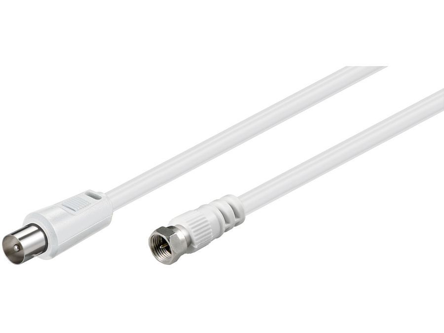 Antennekabel - F han til COAX han, 3C-2V CCS, Hvid (1,5m)