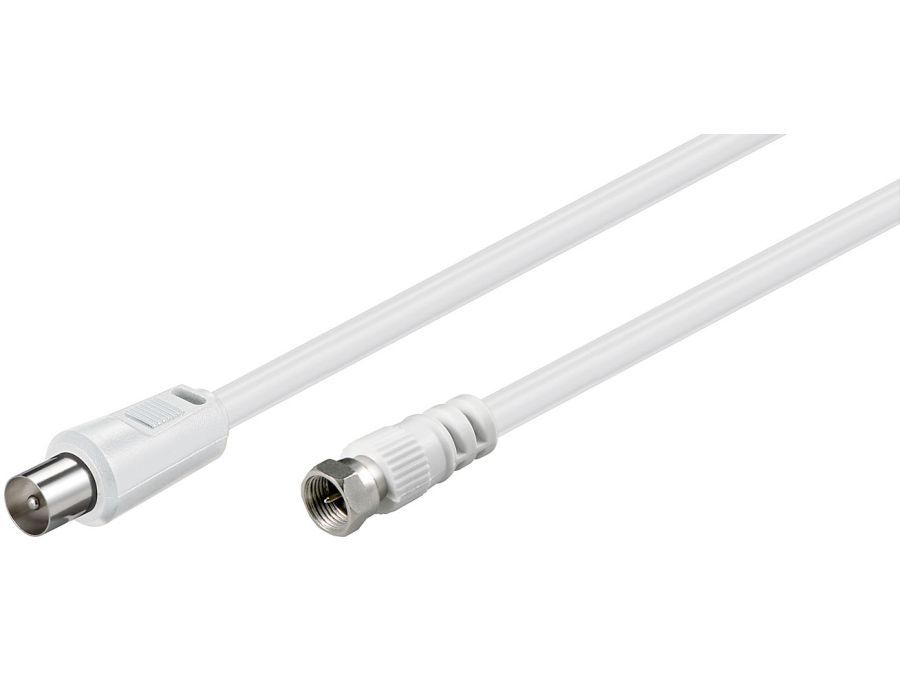 Antennekabel - F han til COAX han, 3C-2V CCS, Hvid (2,5m)