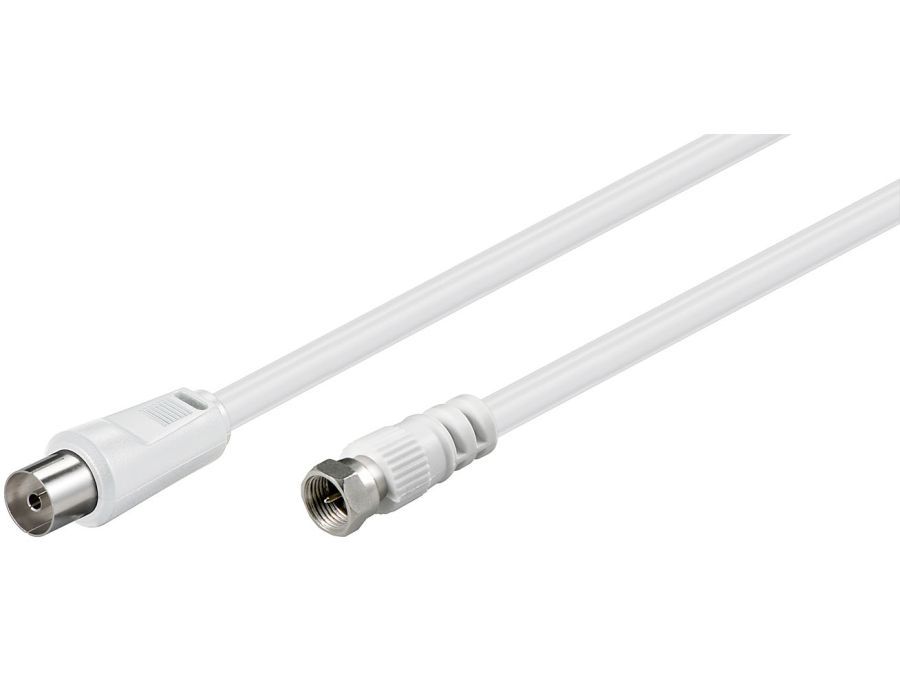 Antennekabel - F han til COAX hun, 3C-2V CCS, Hvid (5m)