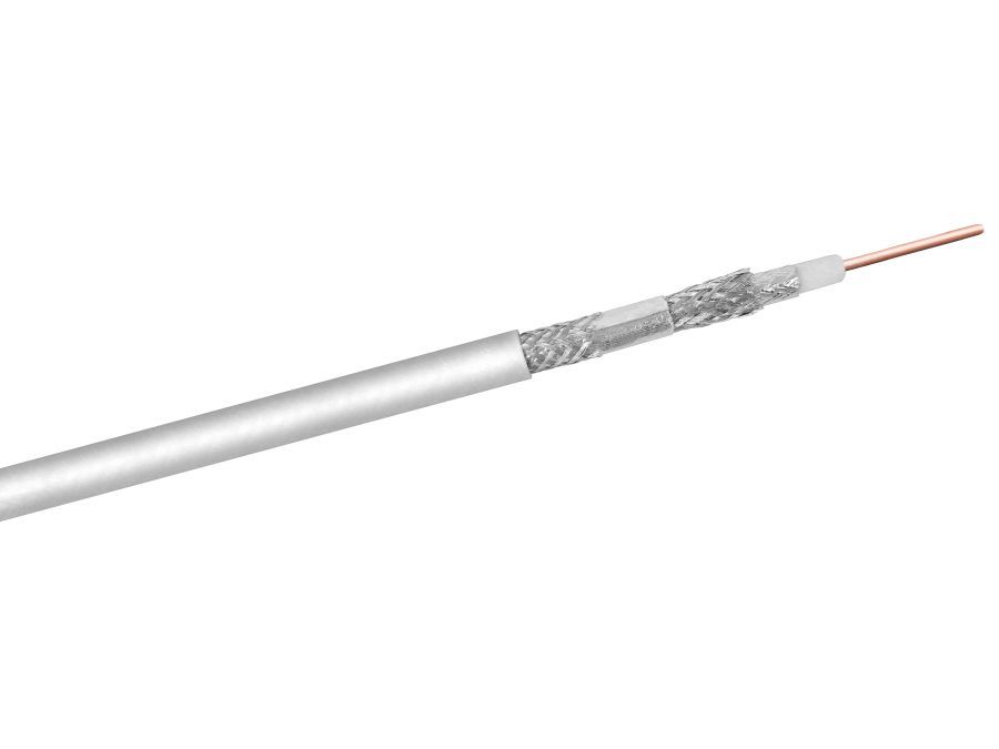 COAX antennekabel - 75ohm 4 skærm CU Hvid Ø7,2mm (100m)