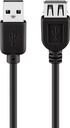 USB 2.0 forlængerkabel - A han til A hun, Sort (0,3m)