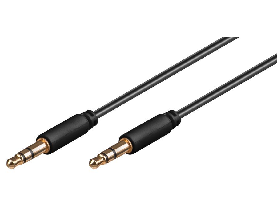 Audiokabel - 2 x 3,5mm stereo JACK han slim, Sort (1m)