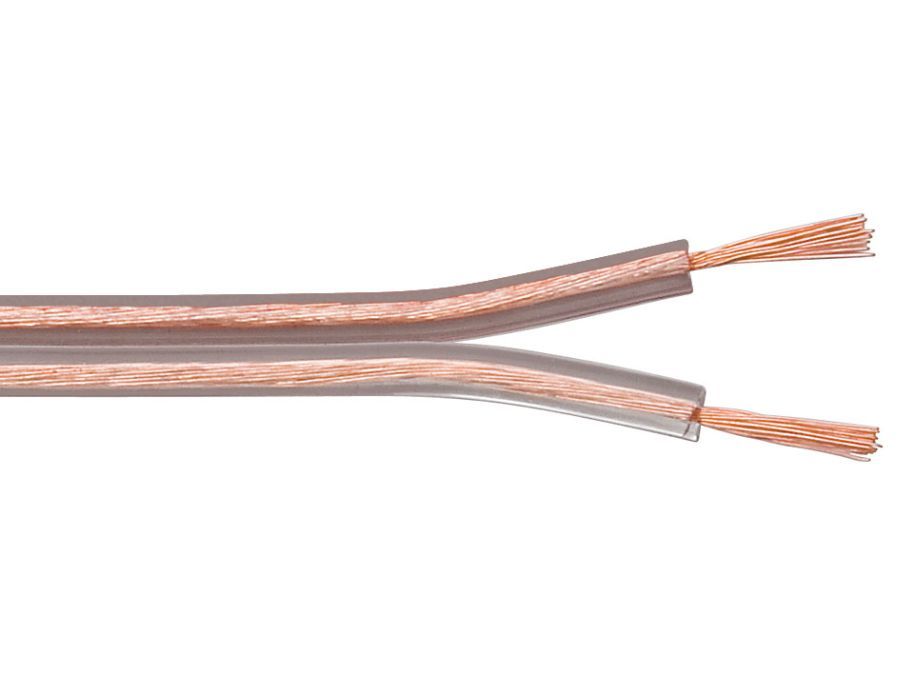 Højttalerledning - 2x0,75mm² CCA, Transparent (100m)