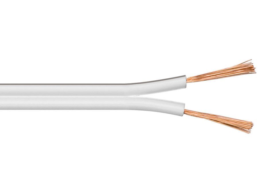 Højttalerledning - 2x2,5mm² OFC, Hvid (10m)