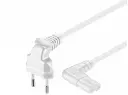 Strømkabel - Euro 90° han > C7 (8-tal) 90° hun, Hvid (1m)