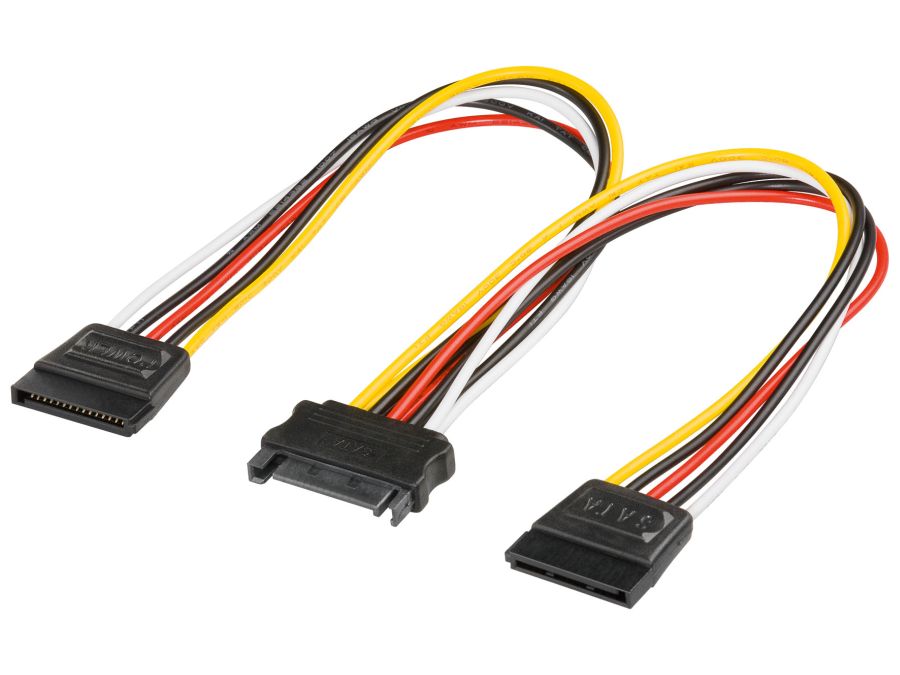 Intern PC Y-strømkabel - SATA han til 2x SATA hun (20cm)