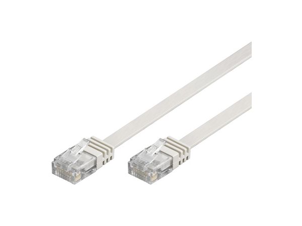 UTP netværkskabel, FLAD - 2xRJ45, CAT6, Hvid (2m)