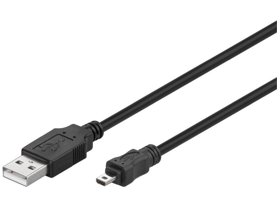 USB 2.0 kabel - A han til 8P mini USB han, Sort (1,8m)