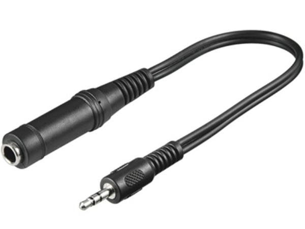 Audiokabel - 3,5mm st. JACK han - 6,35mm st. JACK hun (0,2m)