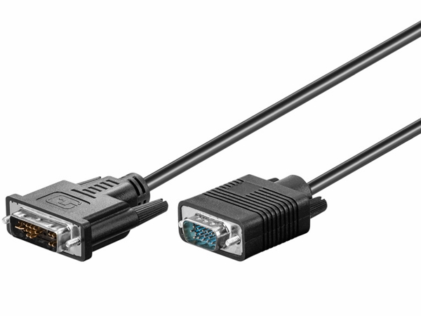 DVI-A/VGA kabel - DVI-A (12+5) han til SVGA(SUBD15) han (5m)