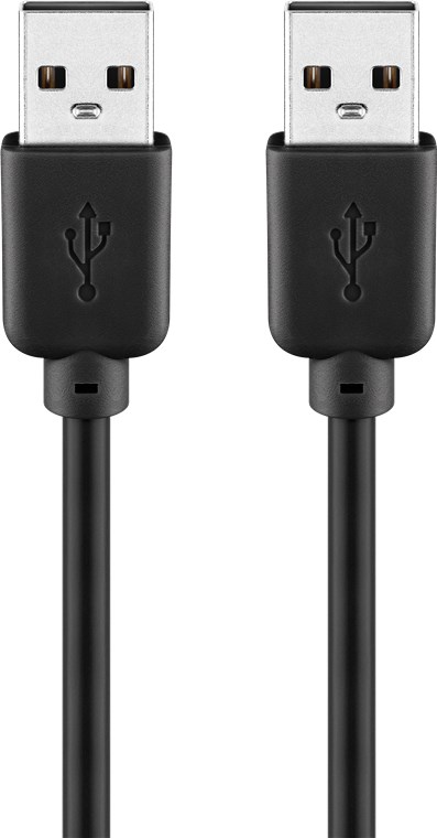 USB 2.0 kabel - A han til A han, Sort (3m)