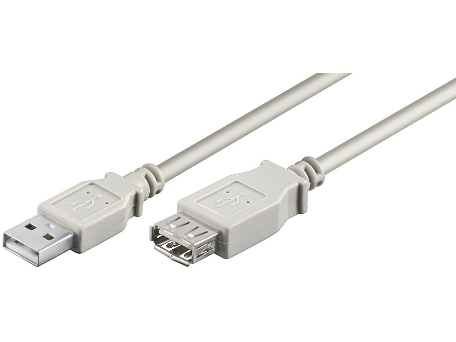 USB 2.0 forlængerkabel - A han til A hun, Grå (1,8m)