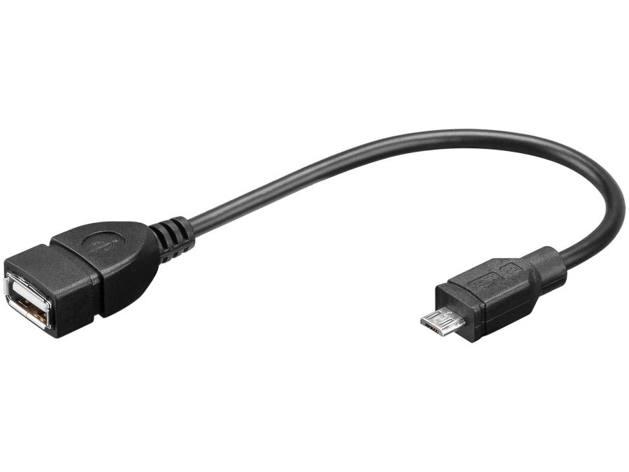 USB 2.0 kabel - A hun til micro B han, USB OTG (20cm)