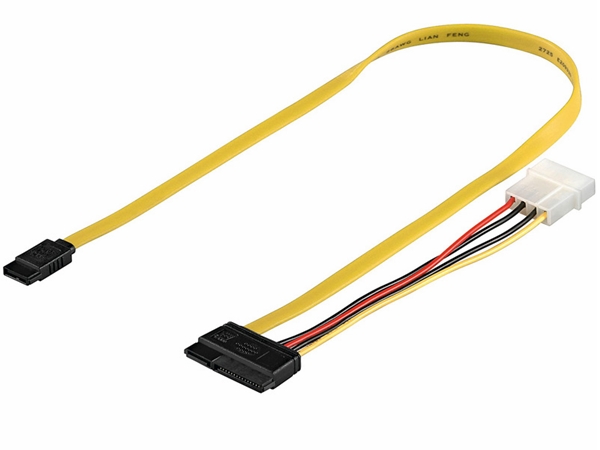 Intern PC SATA 3.0 kabel - 15+7P til 7P + Strøm 4P ATX