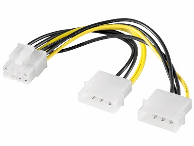 Intern PC strømkabel - 2 x 5,25" til 8P PCI Express (15cm)