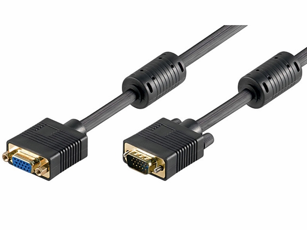 Monitorforlængerkabel - Full HD SVGA, han/hun, Sort (20m)