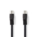 Midi audiokabel - 2 x 5 pol 180° DIN han, Sort (2m)