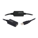 USB 2.0 repeaterkabel - A han til A hun, Sort (15m)