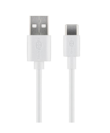 USB-A han > USB-C han (2.0) kabel, 3A, Hvid (2m)