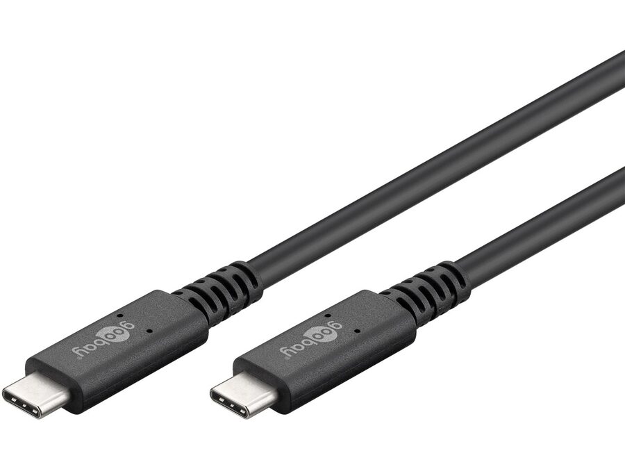 USB 4.0 Gen 3x2 kabel - 2xUSB-C han 5A (240W) Sort (0,7m)