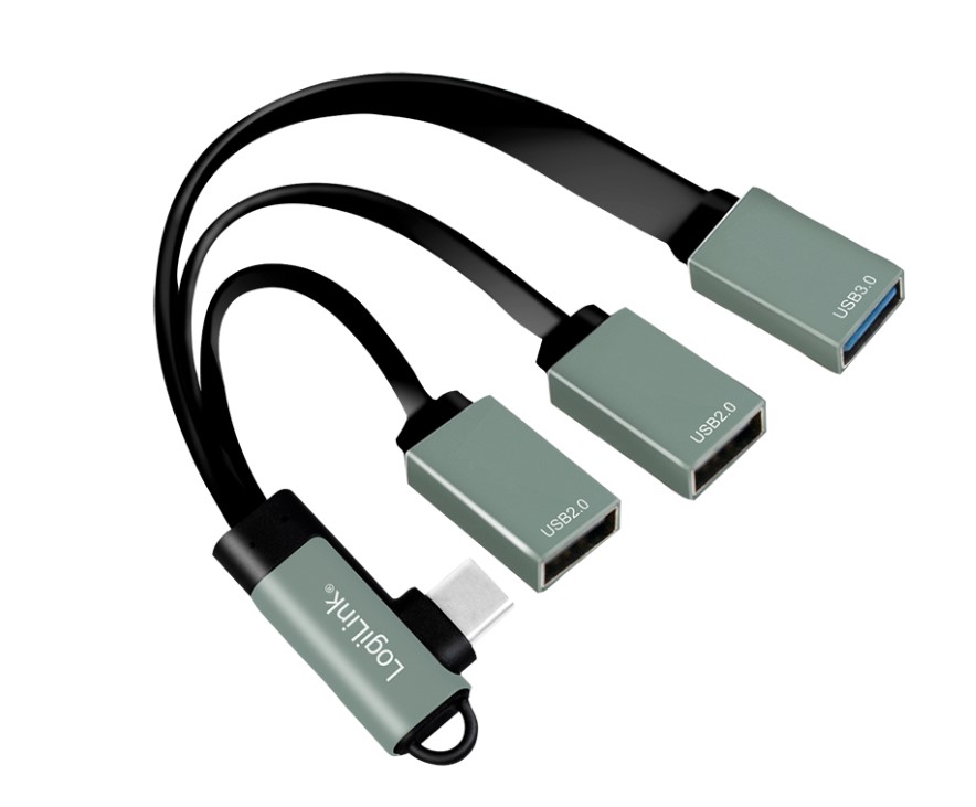 Vinklet USB-C hub - 2 x USB2.0, 1 x USB3.0, 480/5Gbps