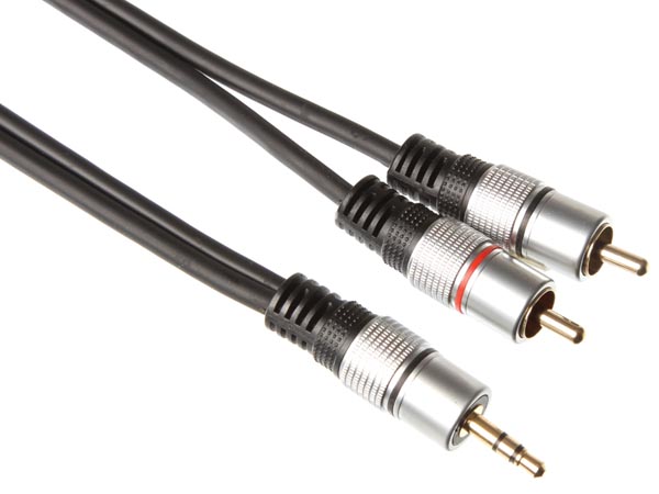 Audiokabel - 3,5mm st. JACK han > 2 x RCA(Phono) han (10m)
