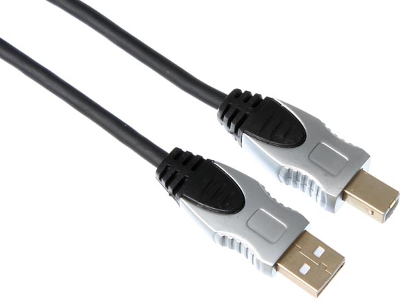 USB 2.0 kabel, prof. - A han til B han, Sort (1,8m)