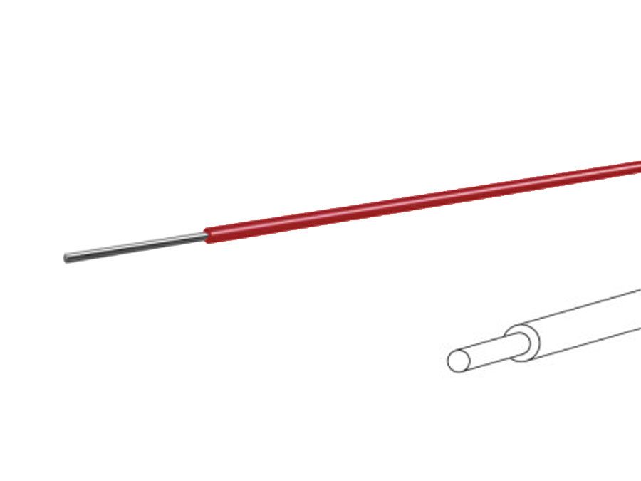 Monteringsledning - 0,2mm² massiv fortinnet CU, Rød (100m)