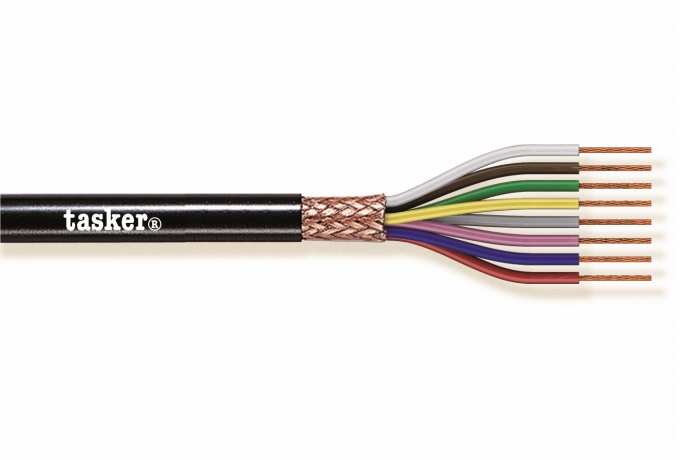 Multikabel, skærmet - 6x0,25mm², Ø7mm Sort (metervare)