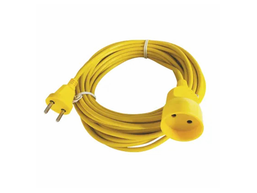 Forlængerledning - 2x1mm², DK u/jord, Gul (20m)