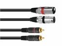 Prof. audiokabel - 2 x XLR han > 2 x RCA(Phono) han (1,5m)