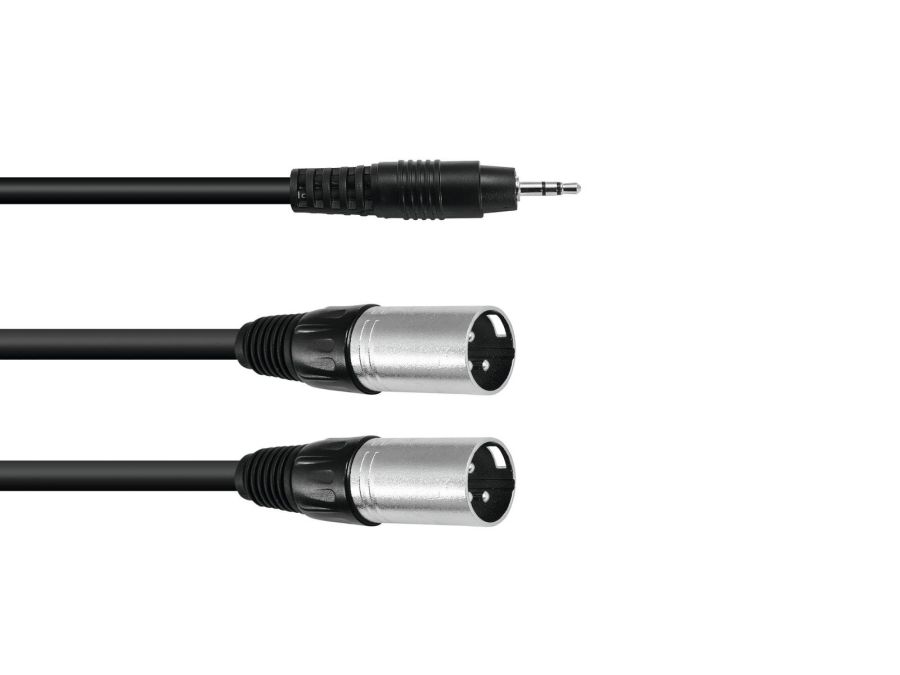 Audiokabel - 3,5mm stereo JACK han til 2 x XLR han (1,5m)
