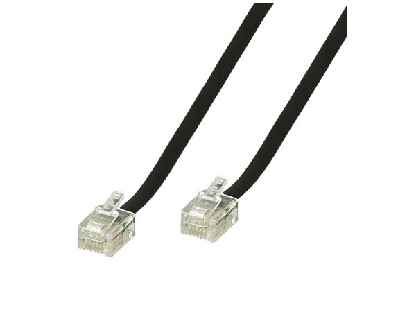 Telefonledning - 2 x RJ11(6P4C) han, Sort (15m)