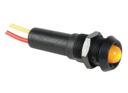 LED panel kontrollampe - 24V, 10mm Sort hus, Gul