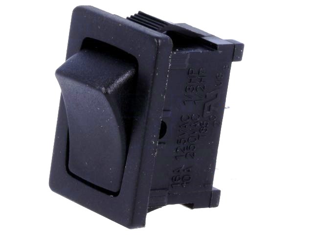 Vippekontakt - 1P ON-ON, spadeterminaler, 3A-250V, SORT