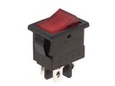 Vippekontakt - 2P OFF-ON, spadeterminaler, 3A-250V, RØD lys