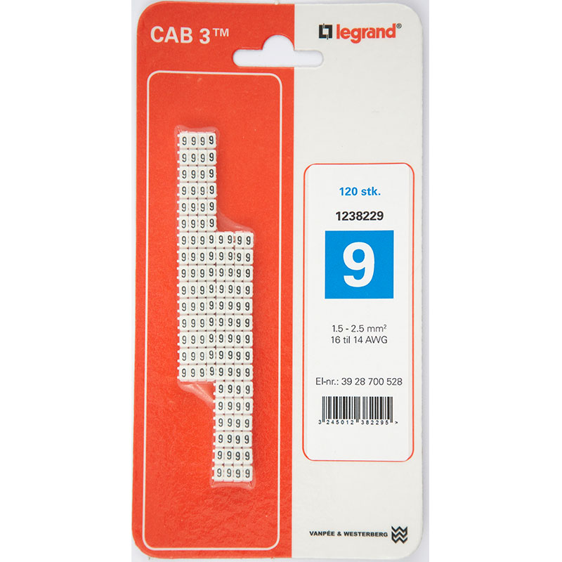 CAB3 Ledningsmærker 1,5-2,5 mm² (9)