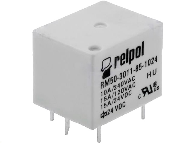 Miniature relæ - 24VDC / 15A, 1 x skifte (SPDT) 2mm